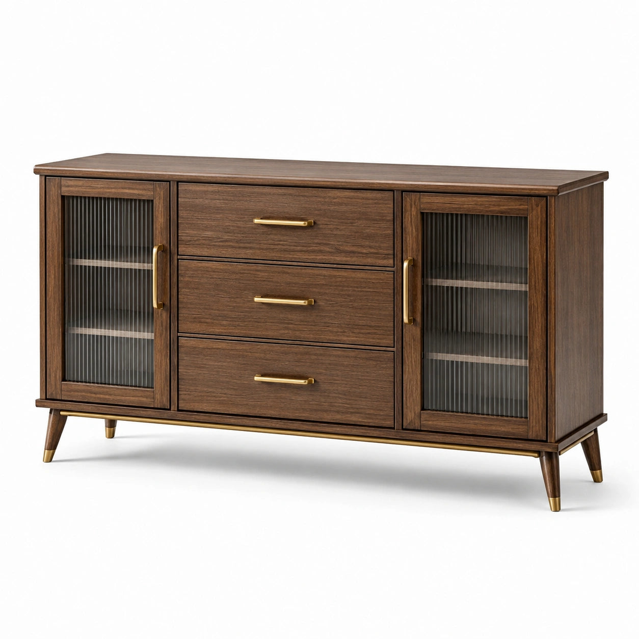 Aparador de Madera con Puertas de Vidrio Texturizado