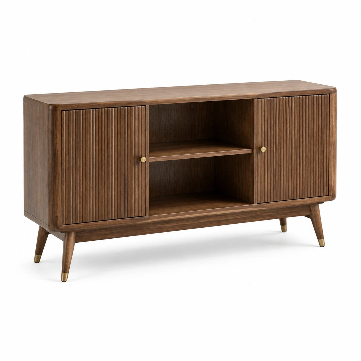 Aparador de madera de nogal con puertas y estantes 90x40x75 cm