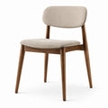 Silla de comedor de tela poliéster con estructura de nogal