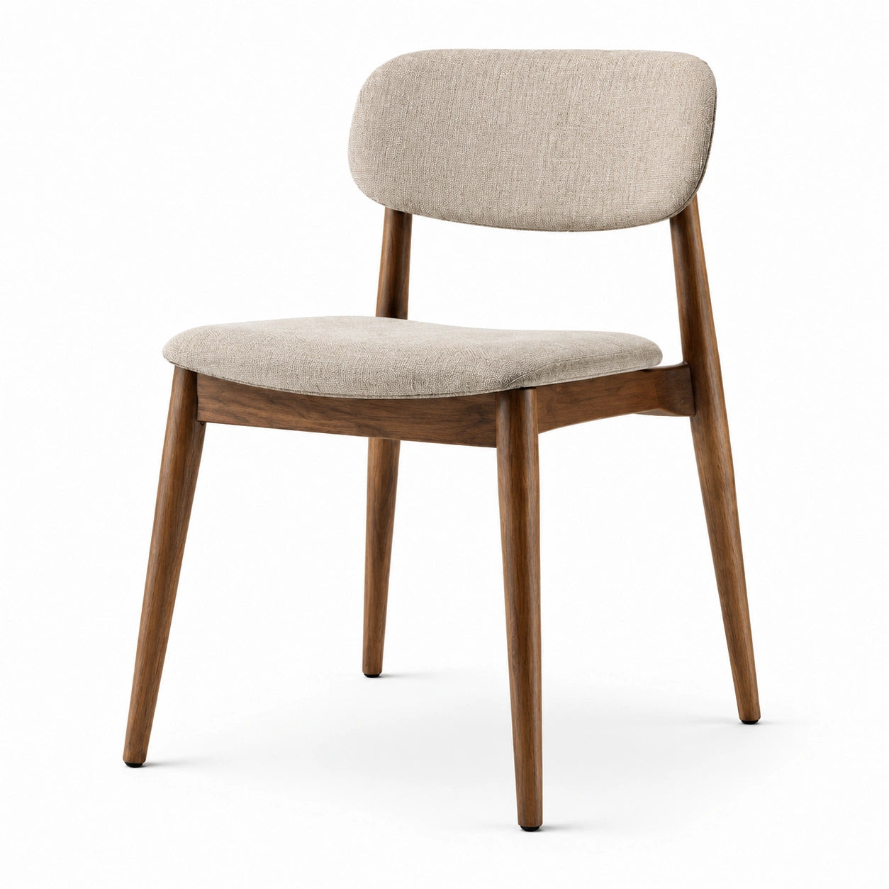 Silla de comedor de tela poliéster con estructura de nogal