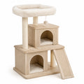 Árbol para Gatos de Tres Niveles Madera y Tela Beige