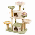 Árbol Rascador para Gatos de Madera con Tela en Beige y Verde