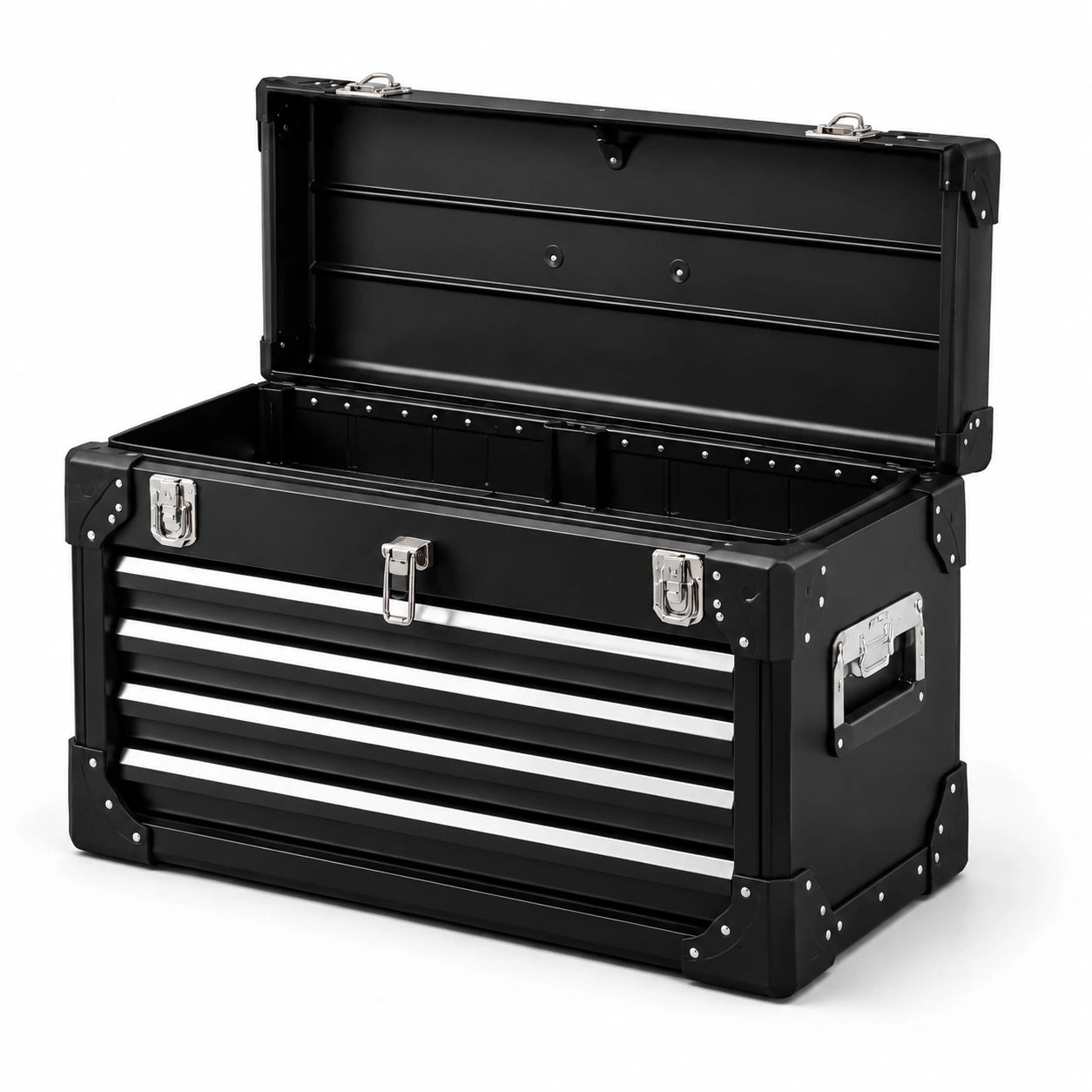 Caja de herramientas de acero con cerradura y cajones de 60x30x35 cm