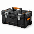 Caja de herramientas de polipropileno negro y naranja con cierres de acero inoxidable 52x30x25 cm